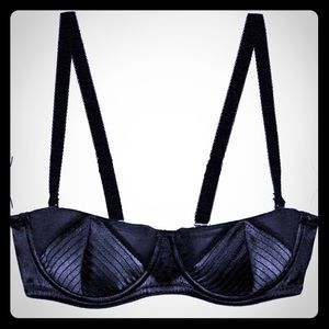 FLEUR DU MAL Black satin convertible Demi Bra